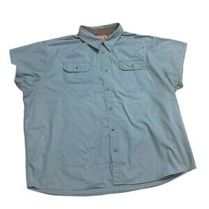 Wrangler Short Sleeve Button Up 3XL 100% Cotton Blue front pockets
